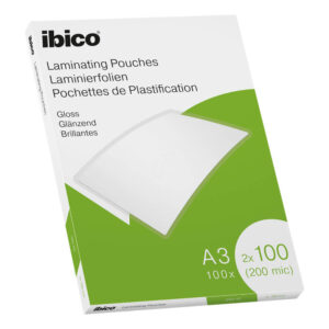 Ibico Conf. 100 Buste per Plastificazione a Caldo con Finitura Lucida A3 2x100 Micron Trasparente