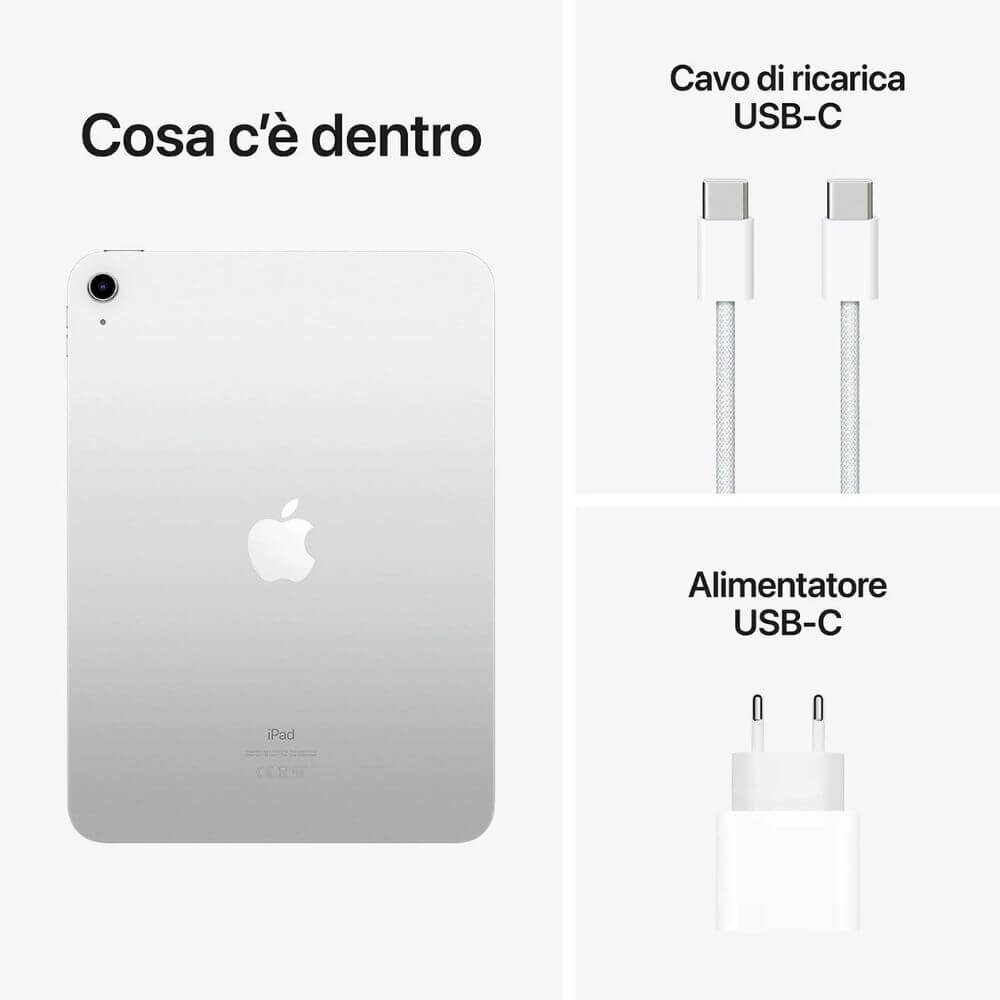 Apple iPad 10.9" (10ª generazione) Wi-Fi 256GB Argento cosa c'è dentro