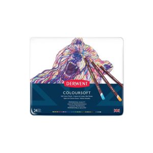 Derwent Coloursoft Set di 24 Matite Colorate per Disegnare e Scrivere
