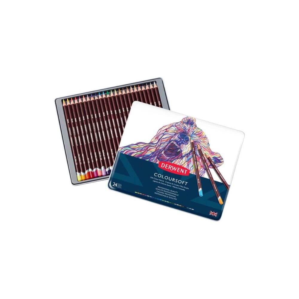 Derwent Coloursoft Set di 24 Matite Colorate per Disegnare e Scrivere